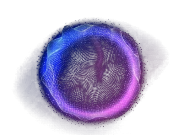 The Artemis signature orb — a blue, purple and magenta wireframe energy sphere